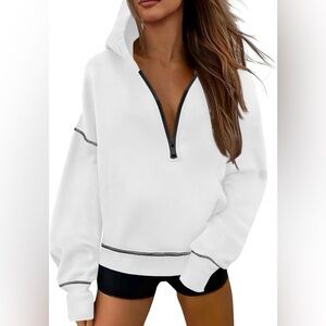 White Zip-Up Hoodie for Women